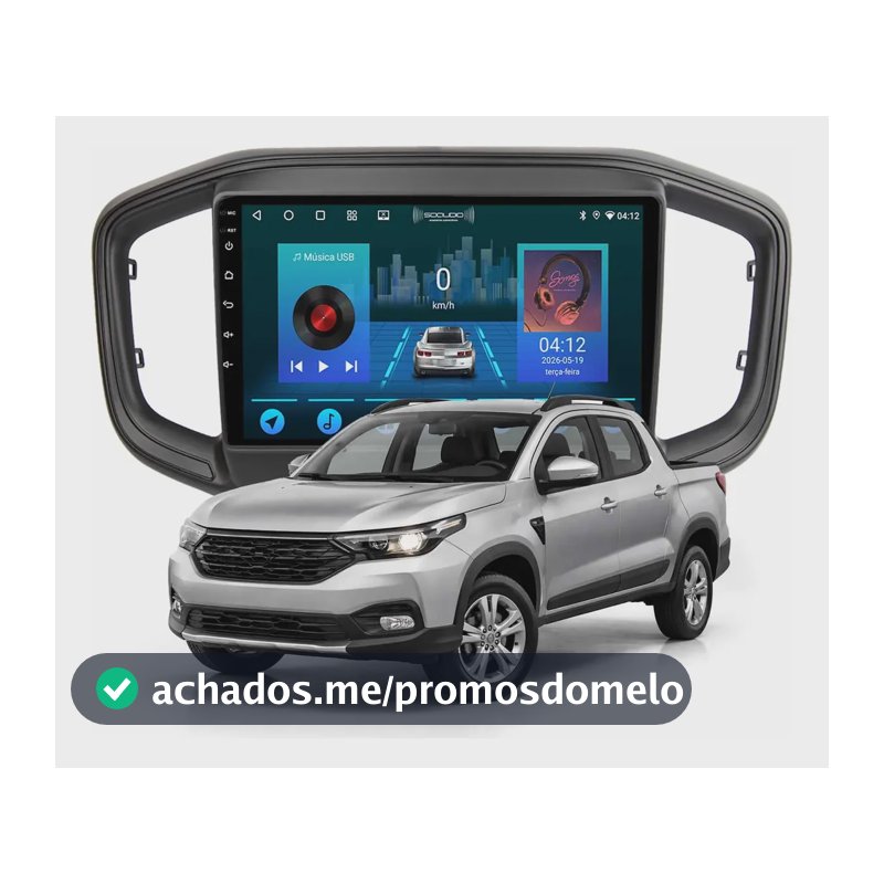 Multimídia Strada 2021 A 2024 2+64gb Quadcore Carplay 9p Preto - Sem Comando De Volante