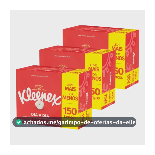 Kit 3 Lenço De Papel Kleenex Descartável Folha Dupla Toalha Branco