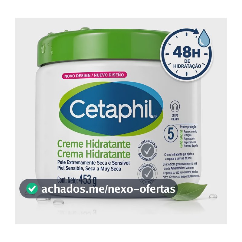 Cetaphil Creme Hidratante Corporal 453g Pele Seca Sensível Sem Fragrância