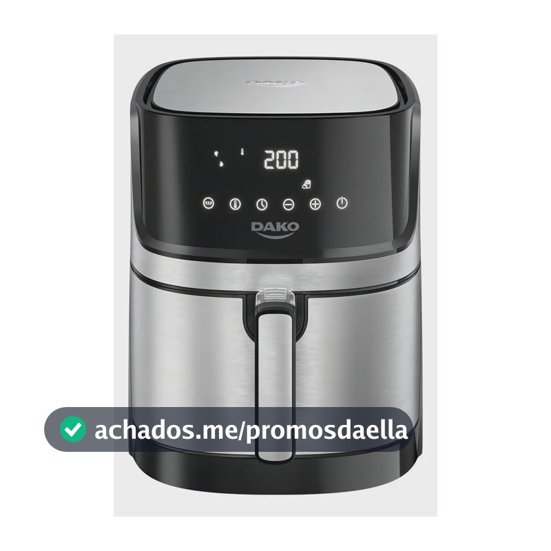 Fritadeira Air fryer Dako 5 Litros Preto/inox com Painel Digital e Potência de 1700W