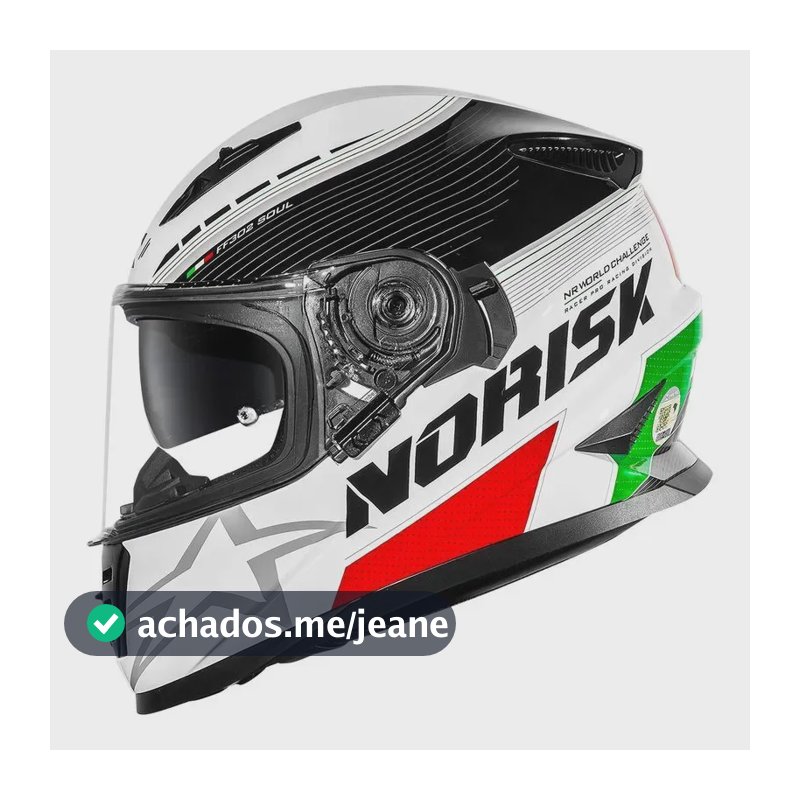 Capacete Norisk Ff302 Soul Ii Grand Prix Paises ITALIA 58/m Branco Sólido Brilhante 57/58