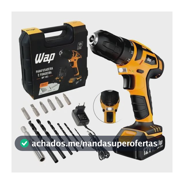 Parafusadeira Furadeira Sem Fio 12V WAP BPF 12K3 Kit Maleta