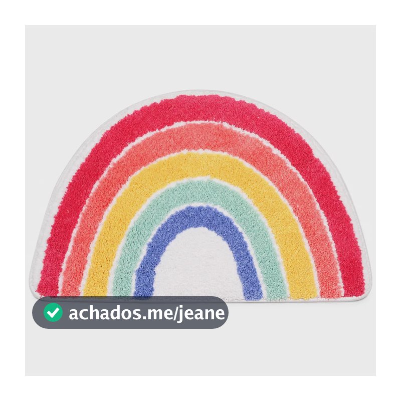 Tapete Infantil Banheiro Quarto de Microfibra Antiderrapante Absorvente Arco Iris