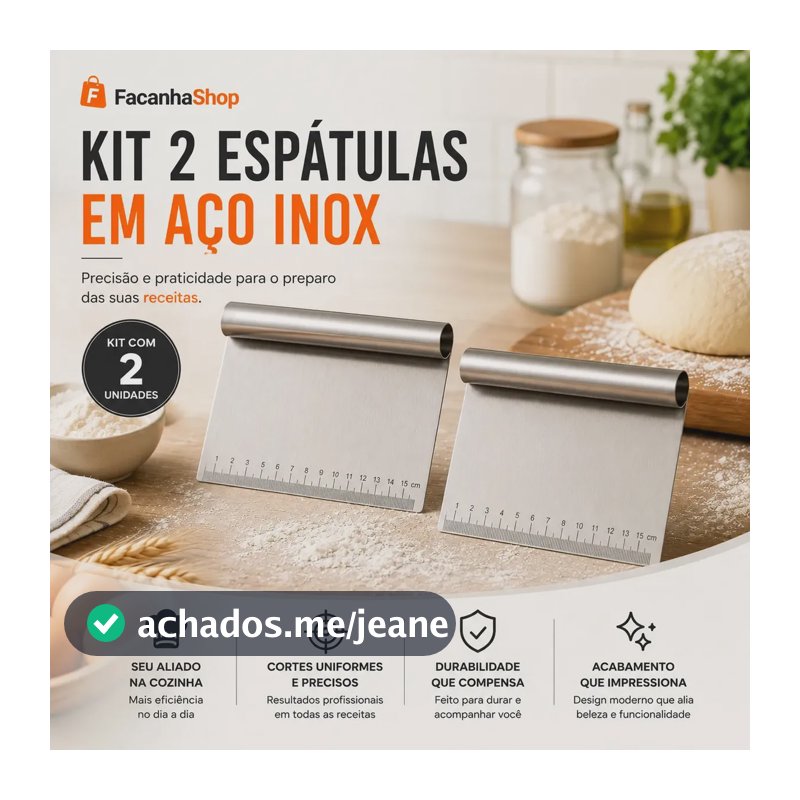 Kit 2 Espatula Cortador De Massas Raspador Confeiteiro Inox Régua Legumes Bolo Padeiro Bancada Pão Cozinha