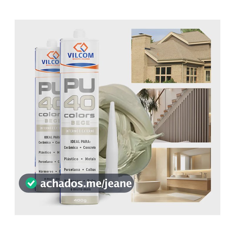Selante De Poliuretano Vilcom Pu 40 Bege 400ml Kit X 2 Unidades