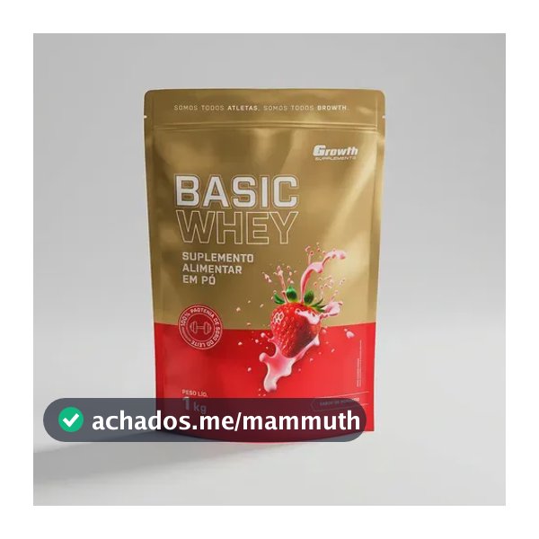 Proteína Growth Supplements Basic Whey Pro em pó sabor Morango x 1kg