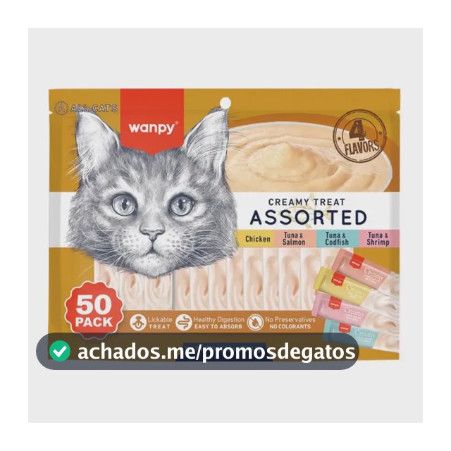 Petisco Gatos Wanpy Truly Creamy Sabores Variados Com 50un 50 Uni Sortido