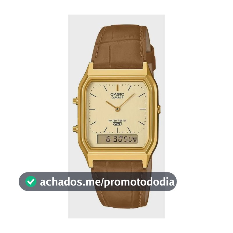 Relógio vintage Casio AQ-230EGL-9a Local Barrio Belgrano em marrom dourado