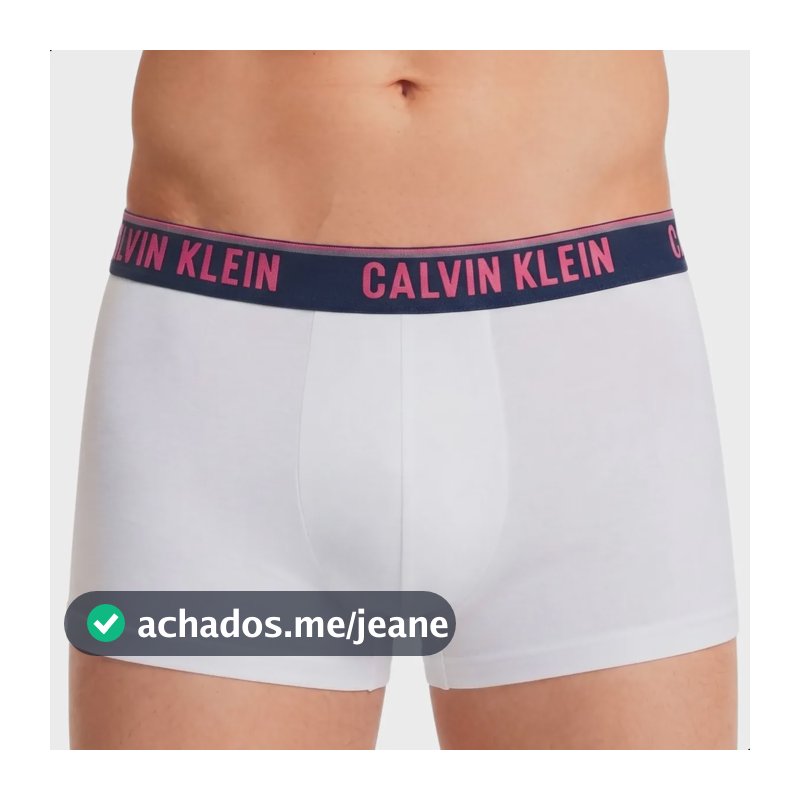 Cueca Boxer Trunk Calvin Klein Cotton Neon Colors Masculina Branco Liso P (38 A 40)