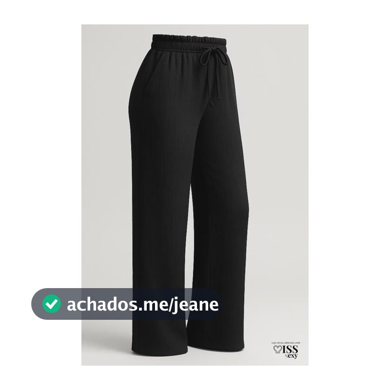 Calça Feminina Alfaiataria Wide Leg Social Pantalona Preta Gg