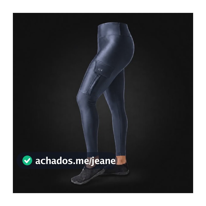 Calça Legging Feminina Pesca Bolso Uv50+ Não Transparente Marinho G