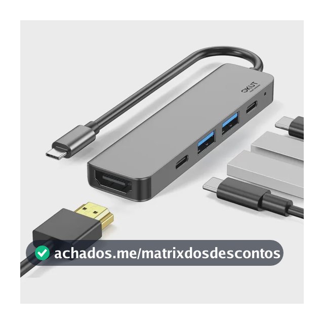 Okut Hub Usb-c Tipo C Dock Thunderbolt Hdmi 4k Usb 3.0 Cinza