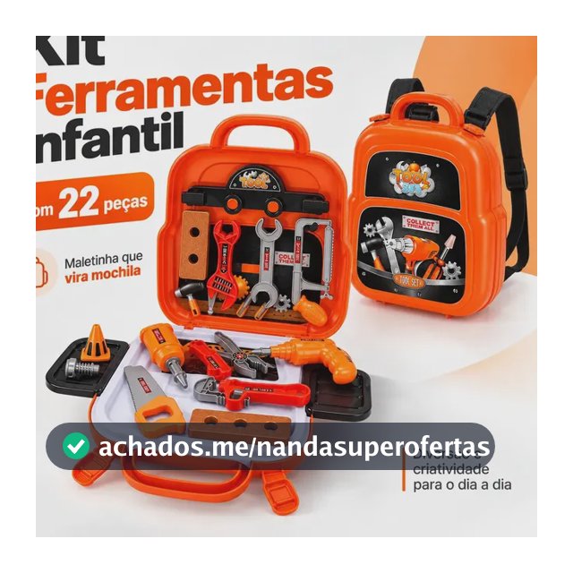 Kit Ferramentas Infantil 3 em 1 com Bancada e Furadeira Brinquedo, 22 Peças