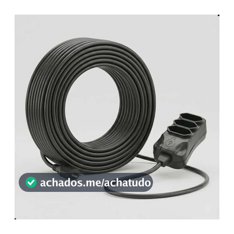 Extensão Elétrica 30 Metros Reforçada 3 Tomadas Cabo Resistente 10a 20a Bivolt Uso Profissional Residencial Obra Alta Durabilidade