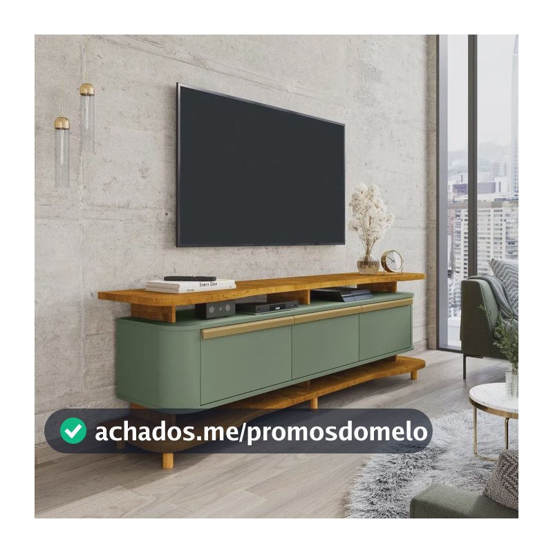 Rack Para Tv Até 75 Polegadas 180cm Pés Em Madeira Maciça