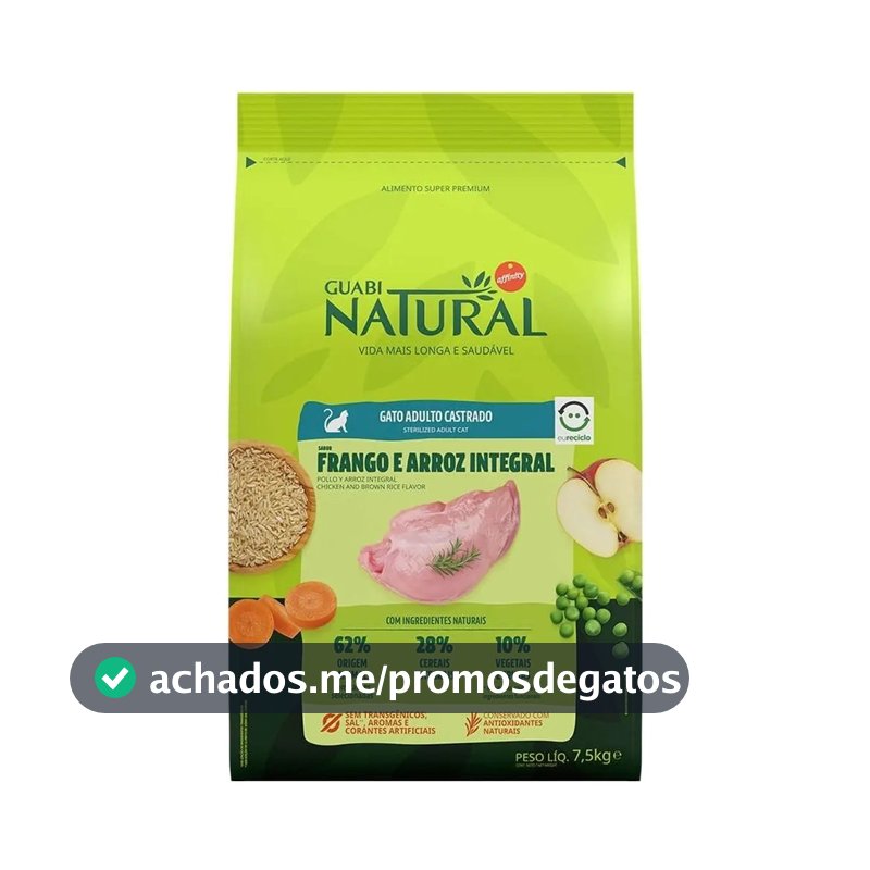 Ração Guabi Natural Gatos Castrados Frango E Arroz 7,5kg