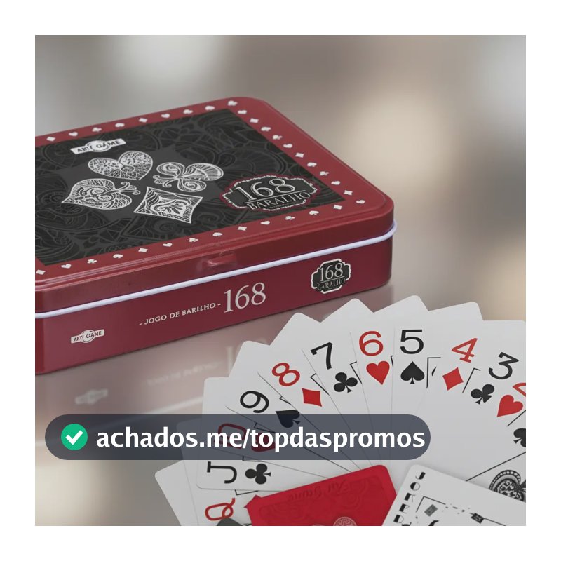 Kit 2 Jogos Baralhos Luxo Plástico Resistente Estojo De Lata Kit Preto E Vermelho