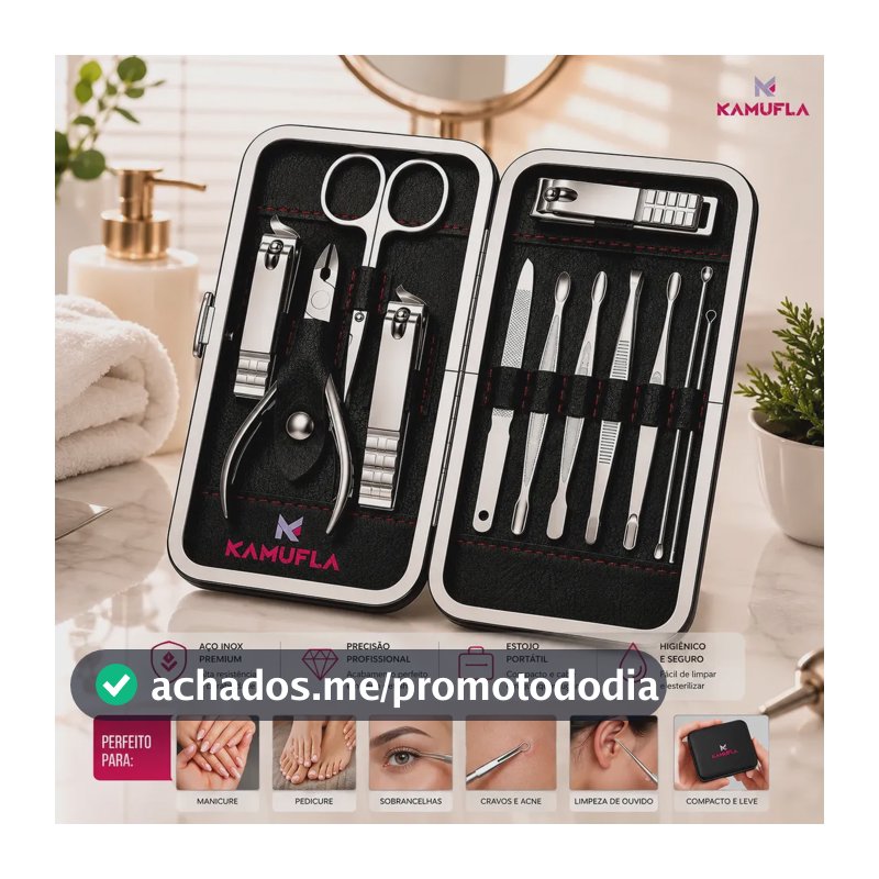 Kit Cortador De Unha Portátil Estojo Alicate Manicure 12 Pç Desencravador De Unha Manicure Alicate Lixa Profissional Tesoura Empurrador De Cutículas Pinça Portátil Dobrável