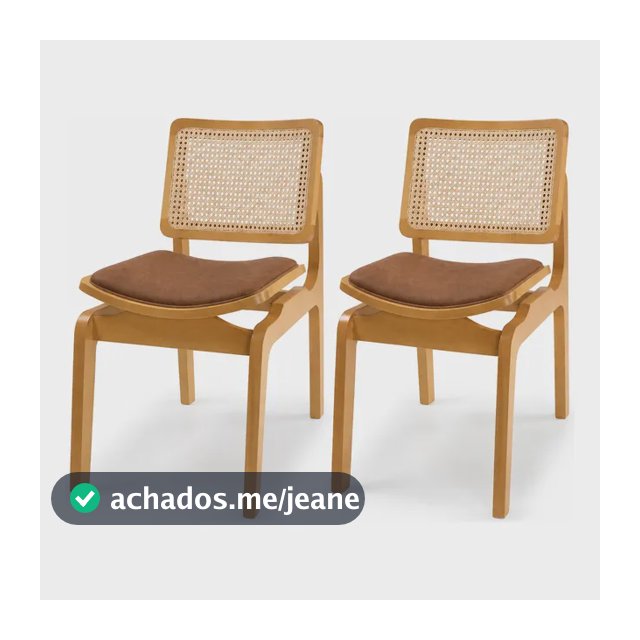 Kit 2 Cadeira Para Sala De Jantar Madeira Maciça Rattan Couro Sintético Amêndoa Caramelo