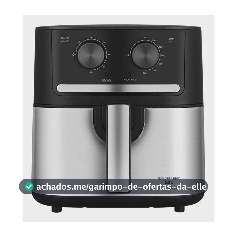 Fritadeira Air Fryer 5,5l Cyclone Preto E Inox Midea