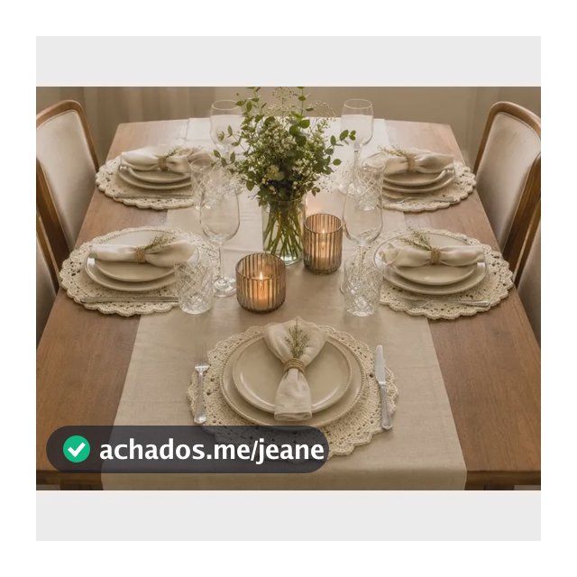 Jogo De Crochê Americano Sousplat  32cm  6 Peças Mesa Posta