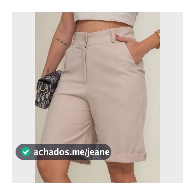 Bermuda Short Alfaiataria Feminina Moda Social Linho
