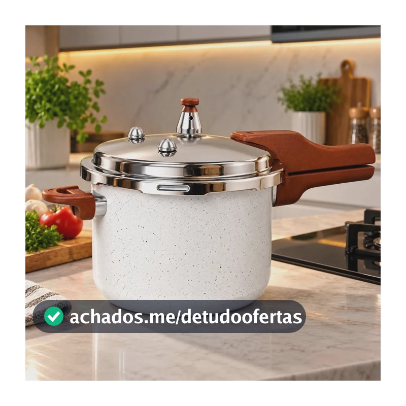 Panela de Pressão 4,2L Cerâmica Vanilla Antiaderente Fechamento Externo Todos os Fogões Indução a Gás