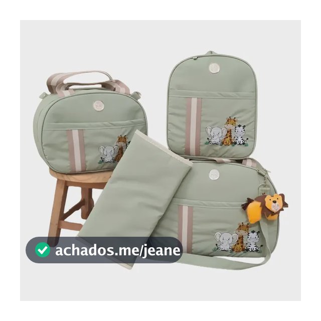 Kit De Bolsa Maternidade Tema Safari Com Trocador E Mochila