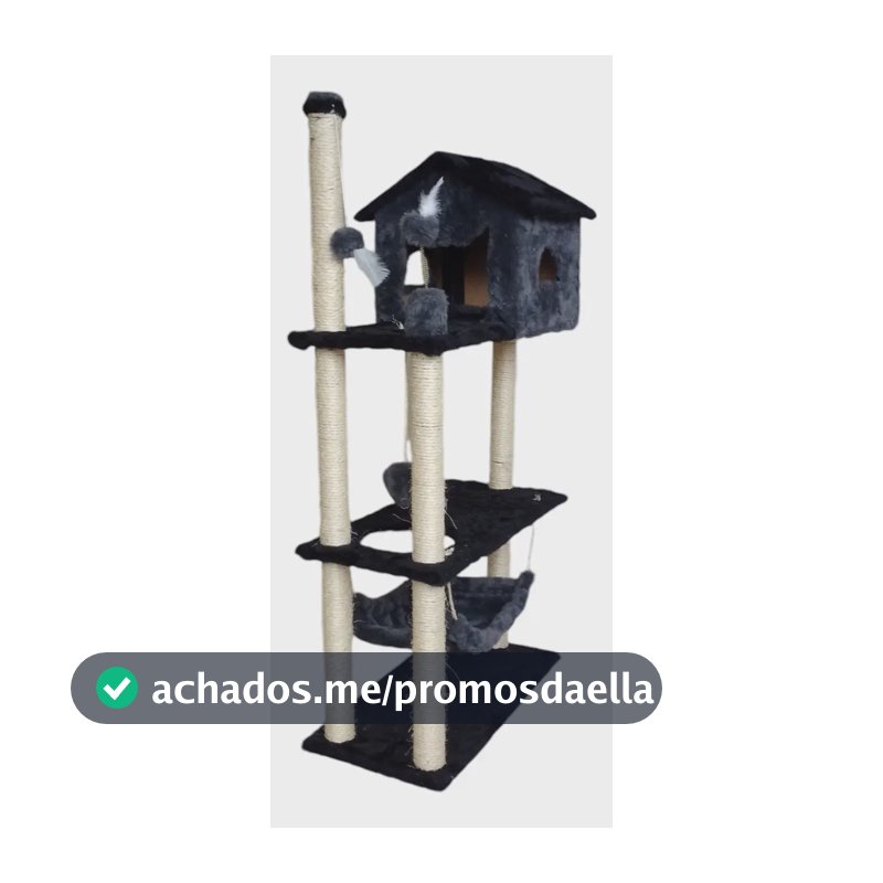 Arranhador Torre Plataforma com Brinquedo Bolinha Miupet Cinza