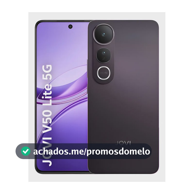 Smartphone JOVI V50 Lite 5G 256GB 8GB RAM Câmera 50MP AMOLED 6.77" 6500mAh 90W Android 15 - Preto Eclipse