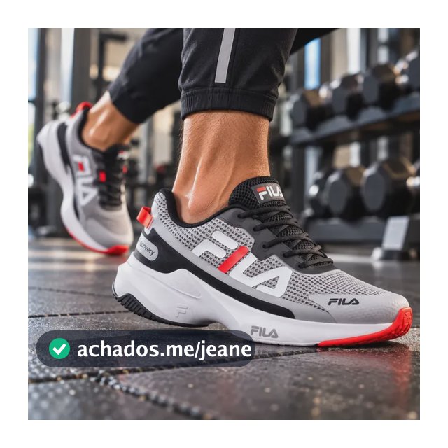 Tênis Masculino Fila Recovery Corrida Academia Treino Preto/vermelho 40 Br