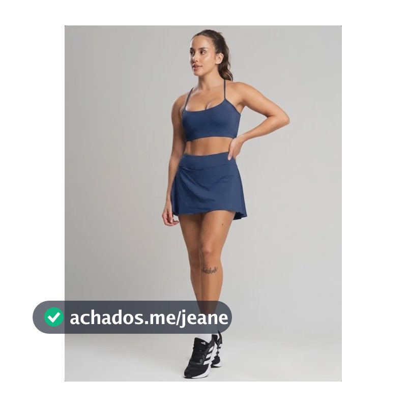 Conjunto Feminino Beach Tennis Short Saia Top Fitness Treino Azul M