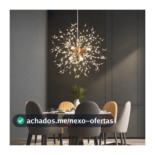 Lustre Pendente Dente De Leão Cristal Dourado Luminaria Quarto Casal Sala Jantar Modernas Tieesa Dourado