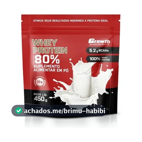 Whey Protein Concentrado 450g Growth Supplements Natural