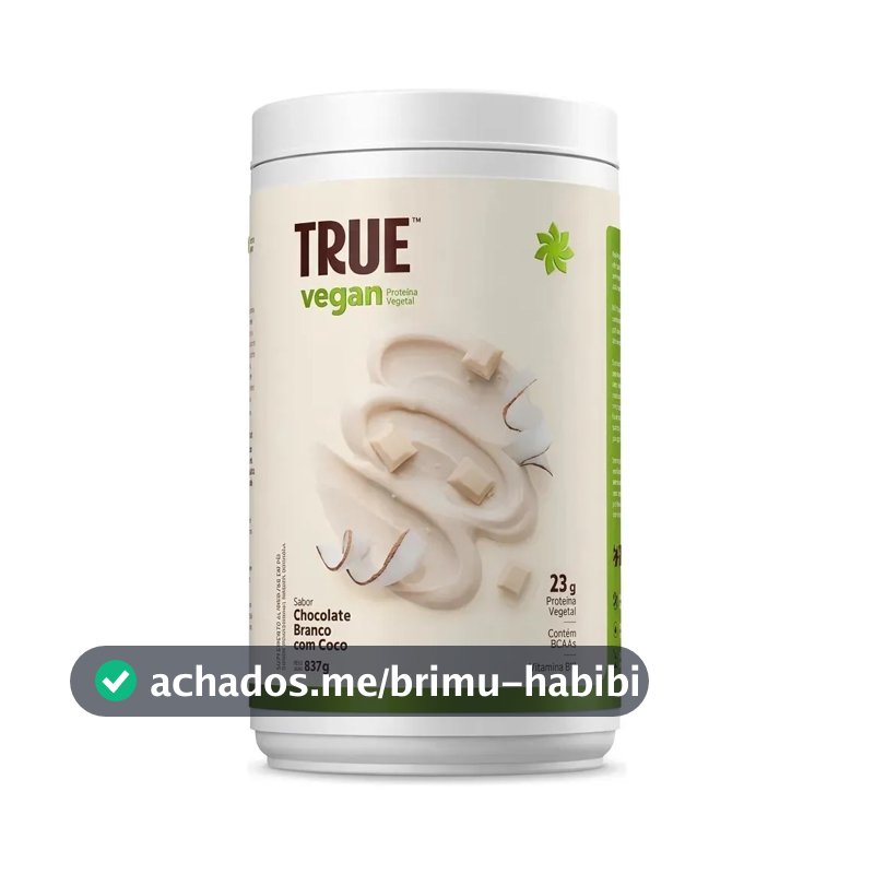 True Whey Vegan 837g - Proteína Vegetal - True Source - Sabor Chocolate Branco Com Coco