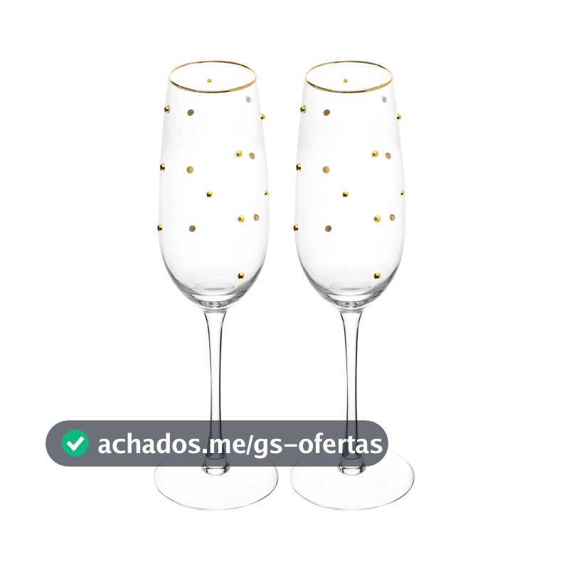 Cj 2 Taças P Champanhe Balls Fio Ouro 220ml Vidro Wolff