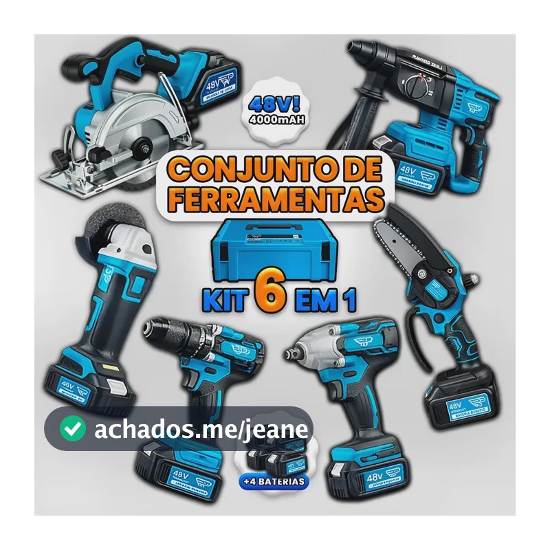 Kit Parafusadeira Martelete Impacto Esmerilhadeira Serra 48v