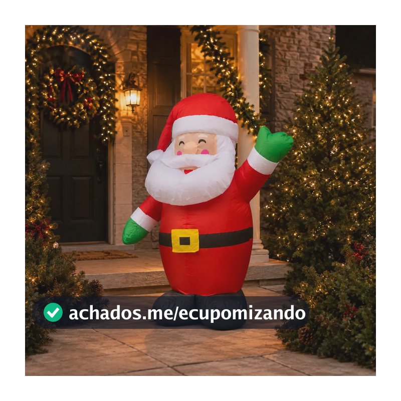 Papai Noel Inflável 90 Cm Decoração Casa Comércio Cor Vermelho