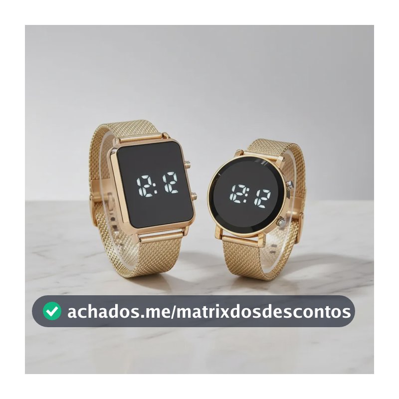 02 Relógio Led Digital Dourado Feminino Aço Silicone H2 Dourado Rose Dourado