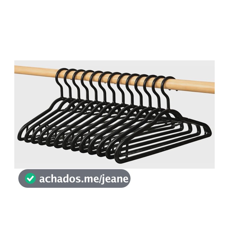 Kit com 20 Cabides Antideslizantes Pretos para Adultos, de Plástico Reforçado