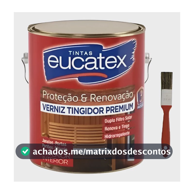 Verniz Eucatex Marítimo 225ml Pequeno Escolha Cor + Trincha Natural Brilhante