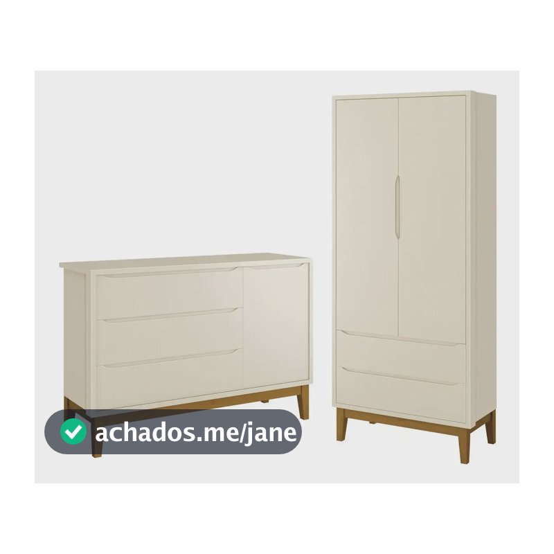 Jogo De Quarto Guarda Roupa 2 Portas Cômoda Sapateira Areia