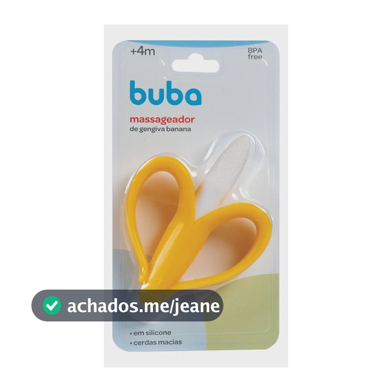 Massageador Mordedor De Gengiva Banana Bebê Buba Cor Amarelo