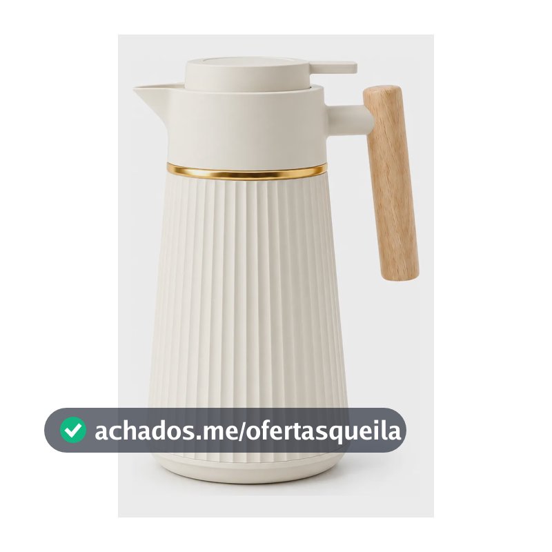 Garrafa Térmica Nórdica Café 1l Cabo Madeira Luxo Mesa Posta Creme