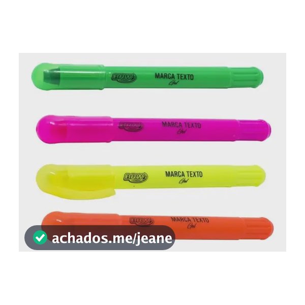 Kit 4 Marca Texto Em Gel Neon BRW Cores Vibrantes Não Mancha
