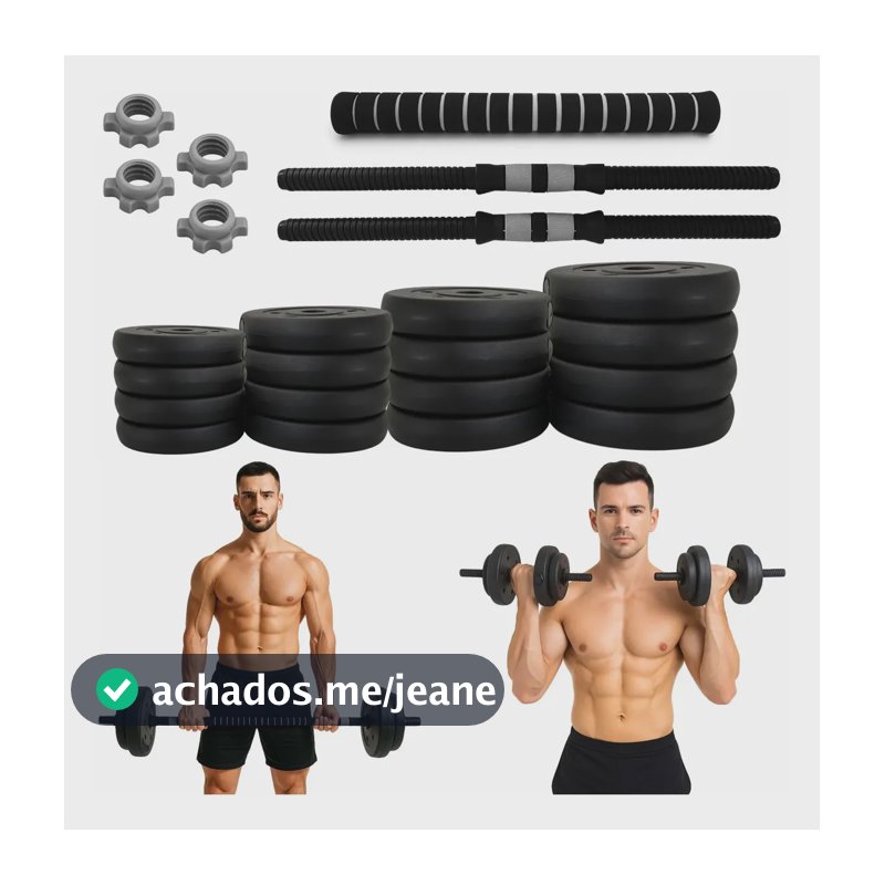 Kit De Halter Ajustável Peso 30kg Musculação Academia Cor Preto