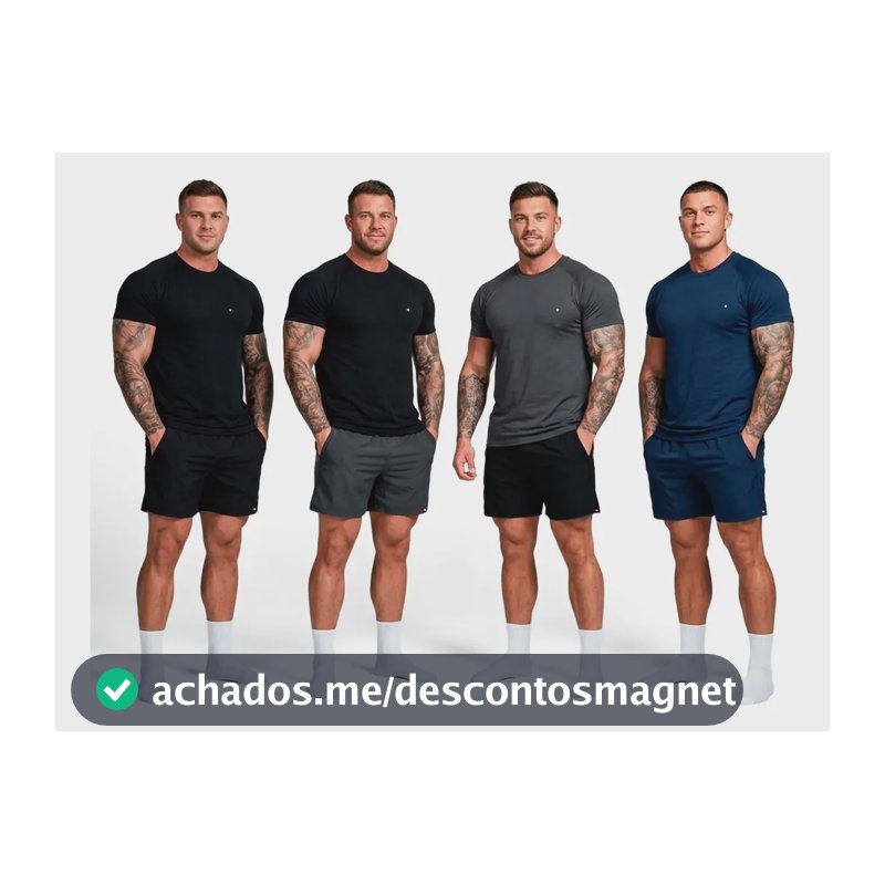 Kit 8 Peças Dry Fit 4 Camisetas + 4 Shorts Academia Sandrini Sortidos Liso M