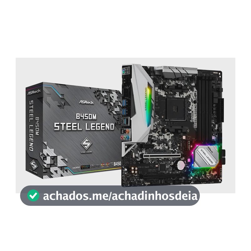 Placa Mãe Asrock B450m Steel Legend Amd Am4 Matx Ddr4 Preto