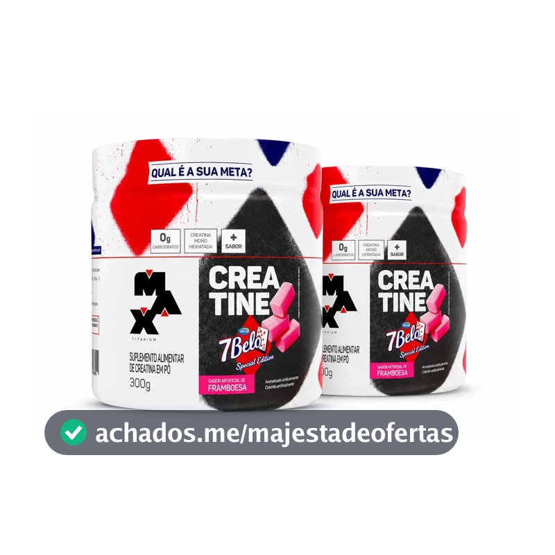 Creatina 7 Belo 300g Creatina Monohidratada Sabor Framboesa Kit 2 Força Energia Alta Performance Treino
