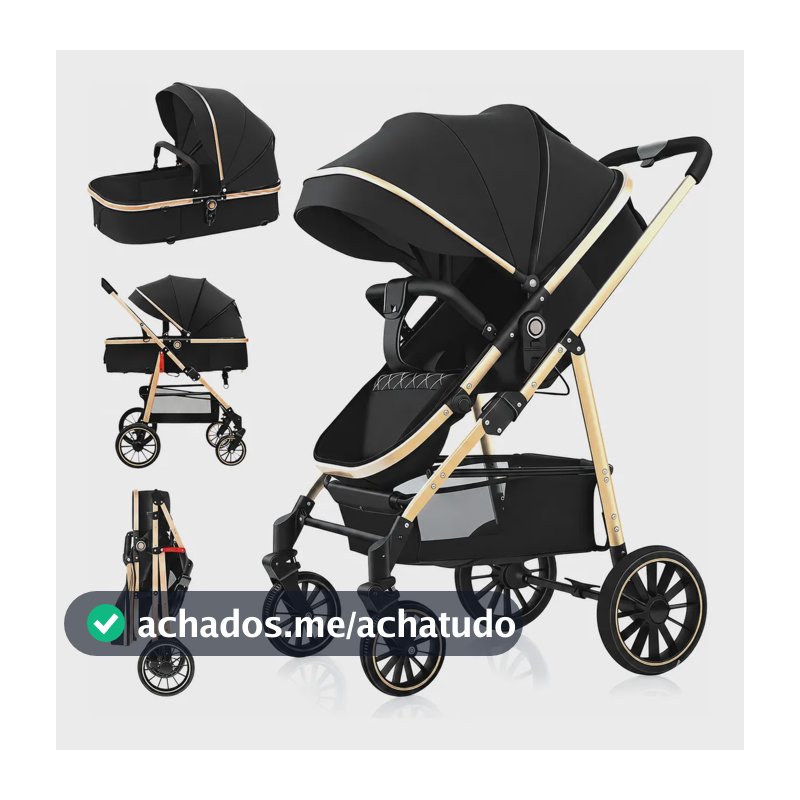 Carrinho Bebê Conforto Reversível Passeio Modo Berço Travel Preto